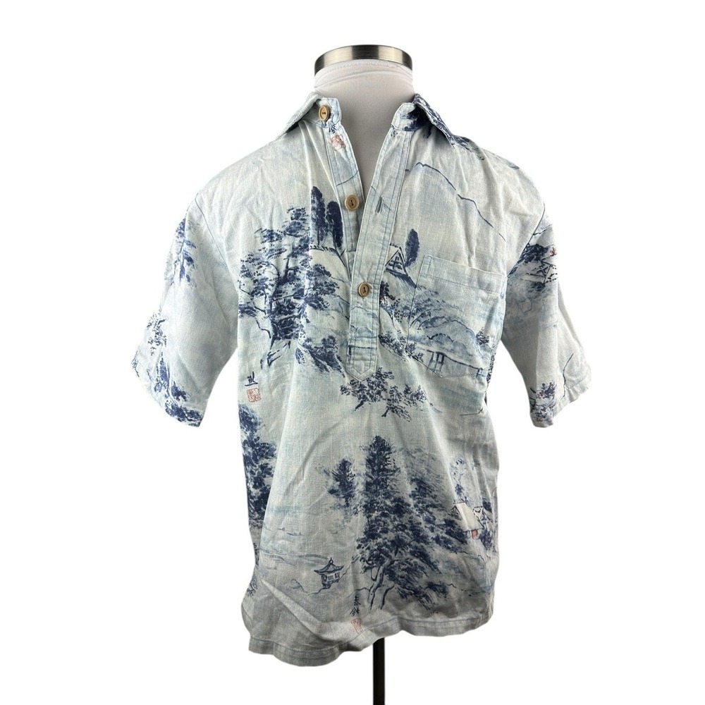 Vintage Surf Line Hawaii Printed 1/2 Button Up Pullover Shirt Large Hawaiian Top - Picture 13 of 14